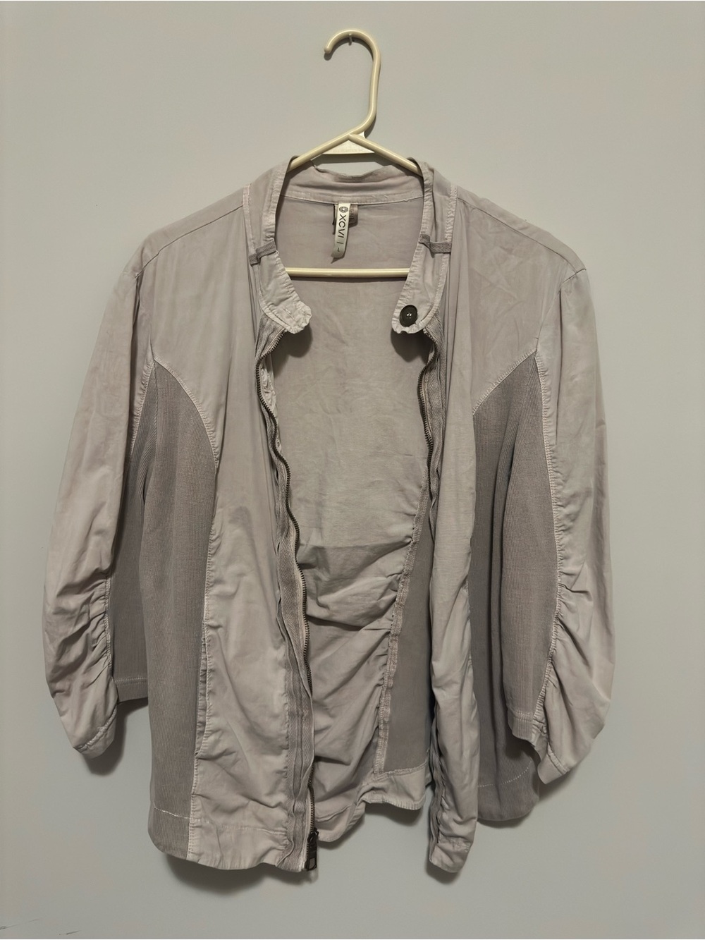 XCVI Light Gray Open Bomber Jacket